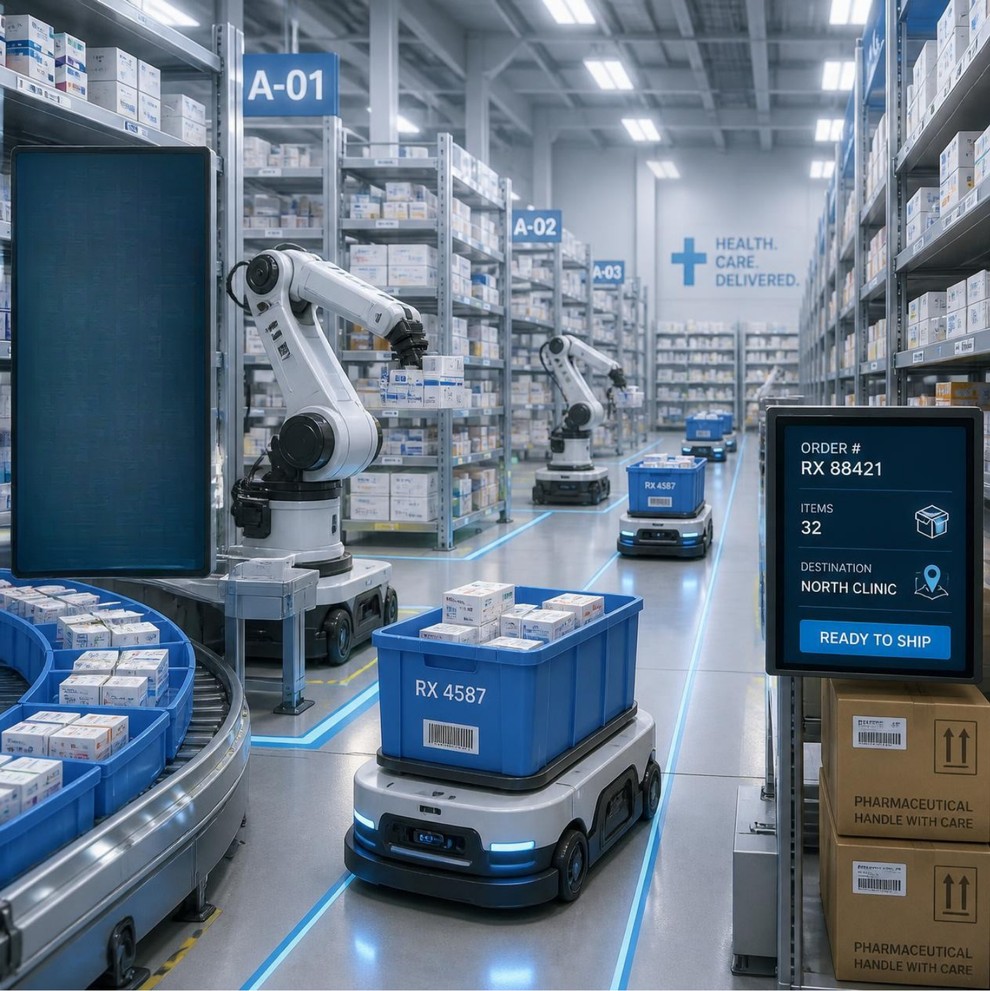 Automated pharmaceutical warehouse and logistics solutions