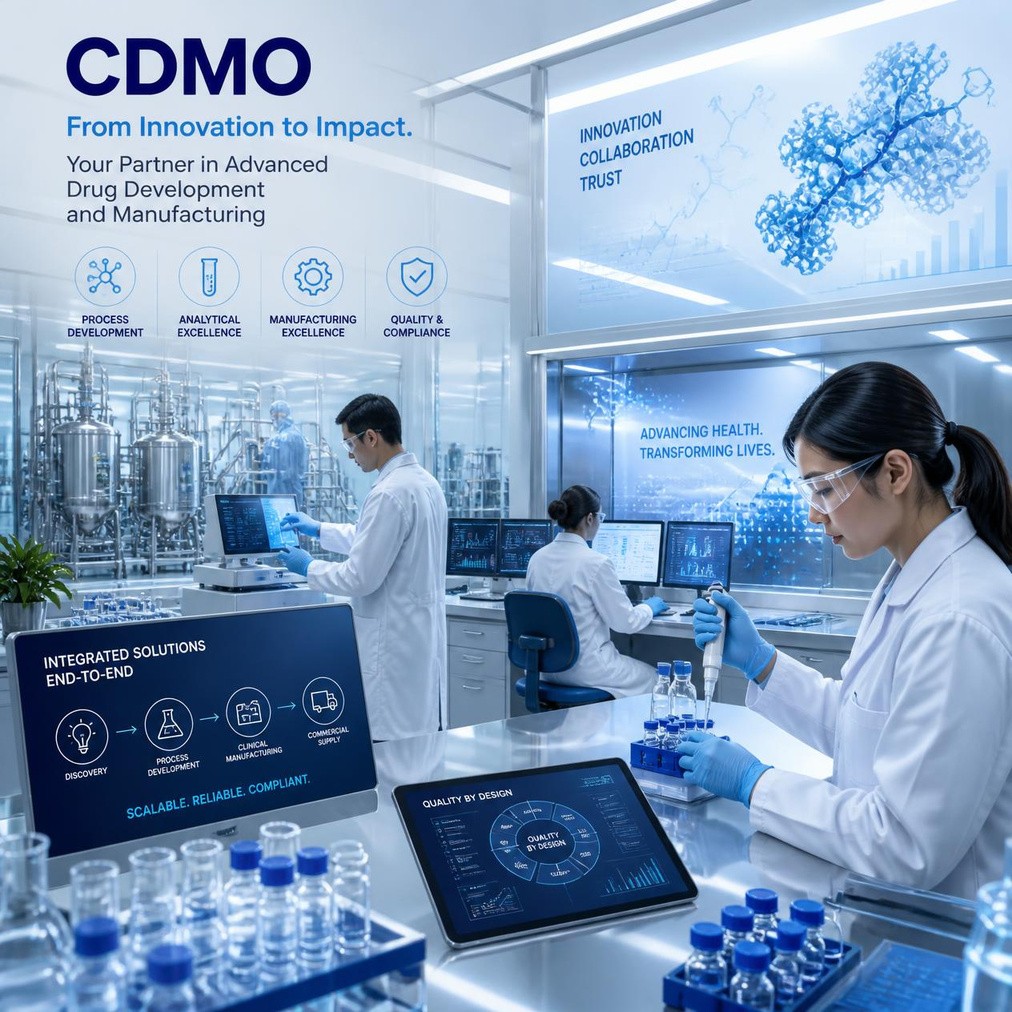 Pharmaceutical researchers developing new technologies in a laboratory